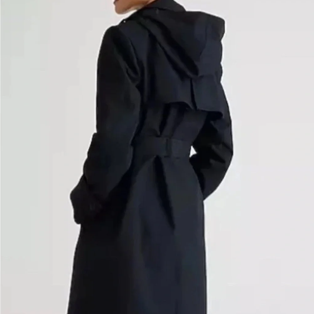 NWT J.Crew New Icon Trench Coat Black Hooded Hood Belt Jacket - Picture 3 of 9